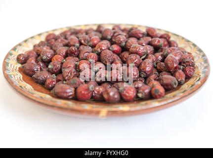 Dried rose hips plate Stock Photo