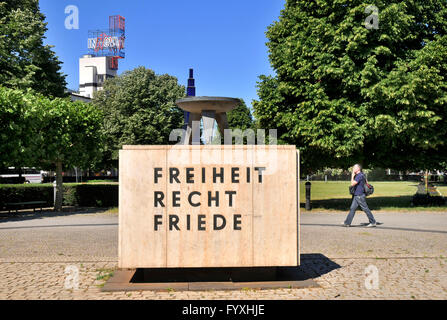 Eternal Flame, monument for the victims of escape and expulsion, Theodor-Heuss-Platz, Charlottenburg, Charlottenburg-Wilmersdorf, Berlin, Germany / Ewige Flamme, Denkmal fur die Opfer von Flucht und Vertreibung, für, Freiheit Recht Friede, Theodor Heuss S Stock Photo