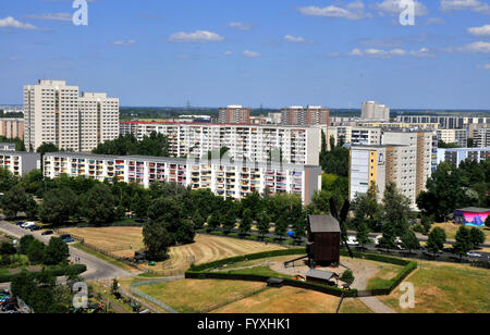 Post mill, prefabricated buildings, residential estate, Alt-Marzahn, Marzahn, Marzahn-Hellersdorf, Berlin, Germany / plattenbau Stock Photo