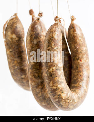 Flat sausages raw Stock Photo