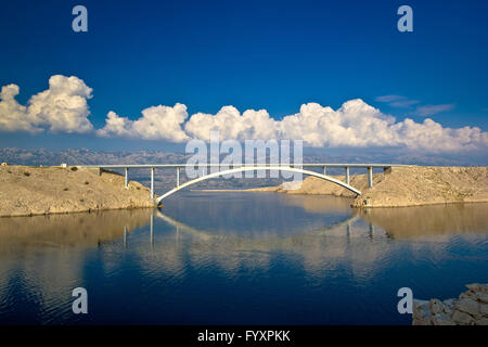 Island of Pag bridge and Velebit mountain Stock Photo