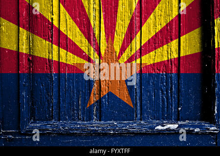 flag of Arizona painted on brick wall Stock Photo