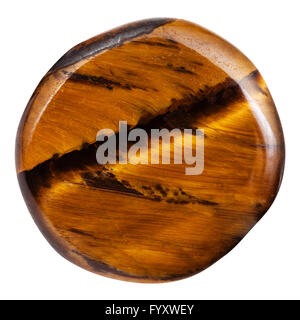 macro shooting of natural mineral stone - ball from tigers eye gemstone isolated on white background Stock Photo