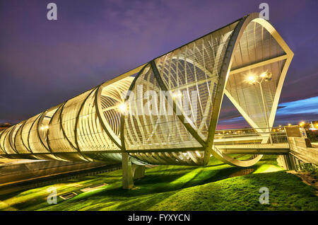 Arganzuela bridge, designed by architect Dominique Perrault. Madrid Rio Park. Madrid. Spain Stock Photo