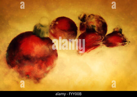 Christmas balls. Artistic vintage painting. Stock Photo