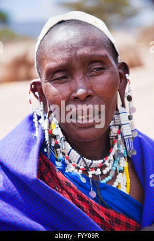 Maasai woman portrait in Tanzania, Africa Stock Photo