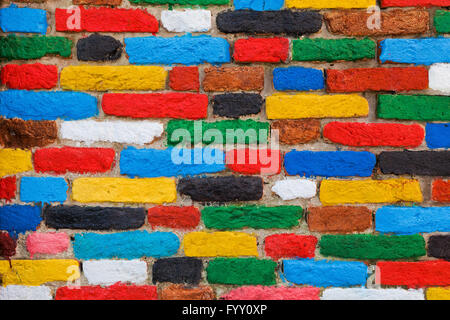 Colorful brick wall. Unique background Stock Photo