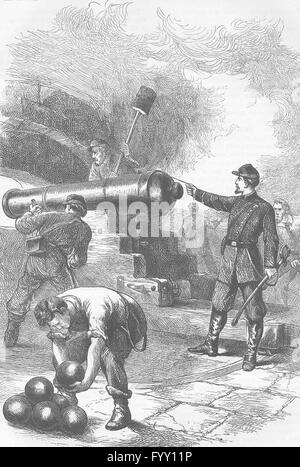 SOUTH CAROLINA: Civil War: Defence of Ft Sumter, antique print c1880 Stock Photo
