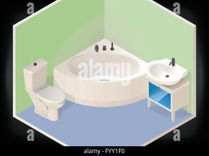 Bathroom isometric flat 3d vector Stock Vector