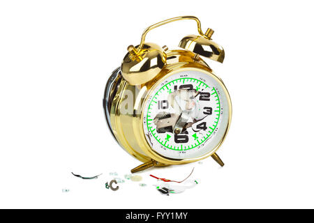 Broken alarm clock Stock Photo