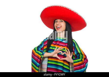 Mexican woman in funny concept on white Stock Photo