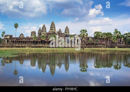 Angkor Wat day time reflection on the lake Stock Photo