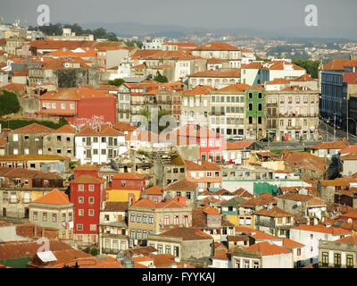 Panorama view of the historic district Ribeira in Porto, Portugal Stock Photo