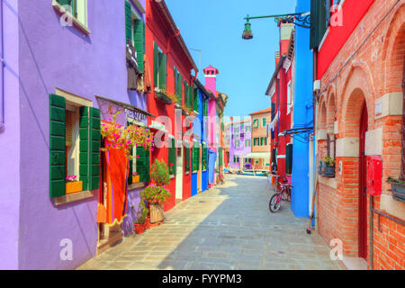 Colorful houses on Burano island Stock Photo