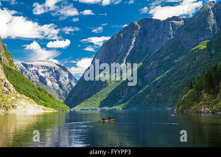 View to Neroyfjord - the narrowest fjord in Norway, Gudvangen, Norway Stock Photo