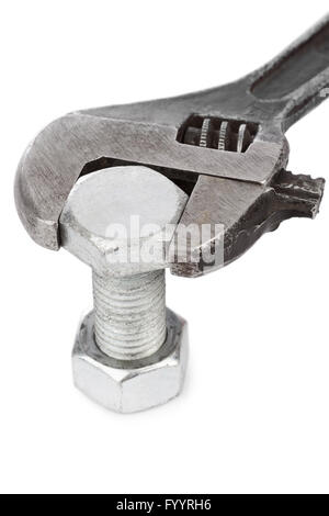 Adjustable spanner and nut Stock Photo