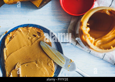 Peanut butter sandwiches or toasts Stock Photo