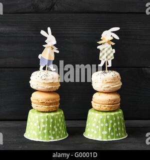 French dessert macaroons easter still-life Stock Photo