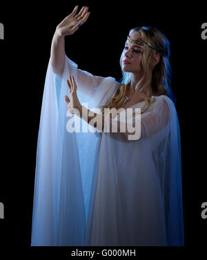 Young elven girl isolated on black Stock Photo