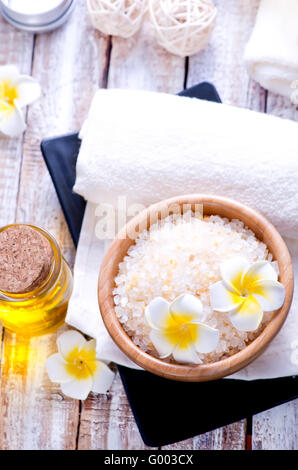 products for massag and spa on a table Stock Photo - Alamy