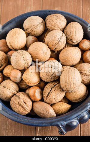 Walnuts, hazelnuts, almonds and pecans Stock Photo