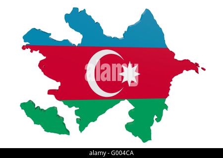 Azerbaijani Flag Map Stock Photo