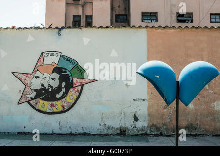 The seal of the The Young Communist League on a wall in Old Havana or La Habana Vieja, La Habana, Cuba Stock Photo