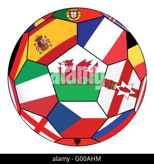 Soccer ball with flag of Wales in the center Stock Vector