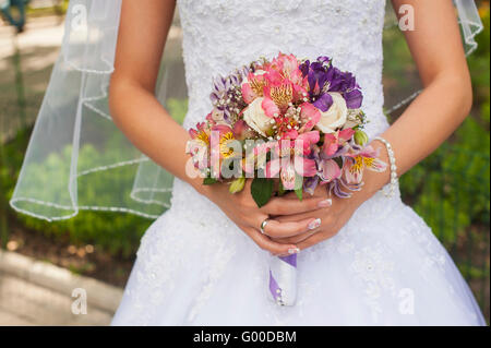 Beautiful bright wedding bouquet Stock Photo