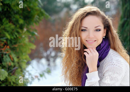 Young beautiful woman wearing winter clothing Stock Photo