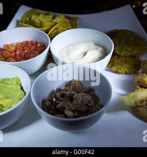 Picada, a Costa Rican sharing platter, served in San Jose, Costa Rica. Stock Photo