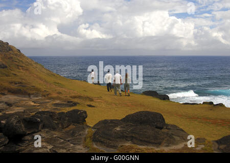 Walk along the cliffs near Souillac in the south of Mauritius Stock Photo