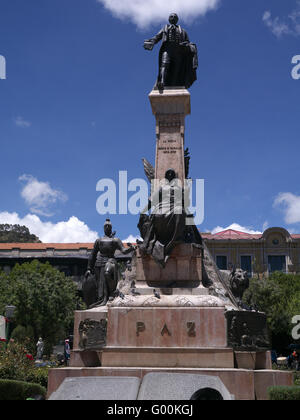 Designed in 1558 by Juan Gutiérrez Paniagua, Plaza Murillo was named in honor of Bolivian hero Pedro Domingo Stock Photo