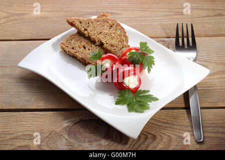 Cherry peppers stuffed with feta cheese Stock Photo