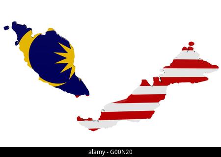 Malaysian Flag Map Stock Photo