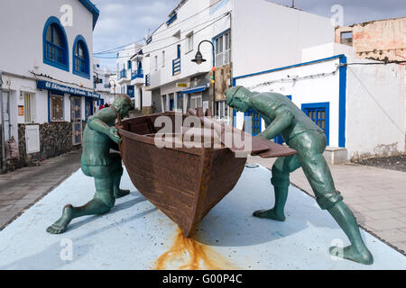 Fishermans Statue El Cotillo La Oliva Fuerteventura Canary Islands Spain Stock Photo