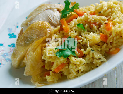 East African Pilau Rice Kenyan Cuisine Traditional Assorted African Dishes Top View Stock Photo Alamy
