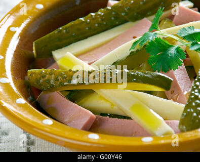 Elsasser Wurstsalat - Swabian sausage salad Stock Photo