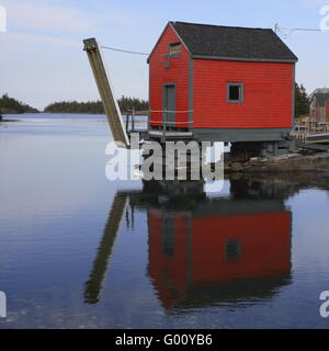 raised fishing shack at Stonehurst, Nova Scotia Stock Photo