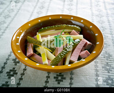 Elsasser Wurstsalat - Swabian sausage salad Stock Photo