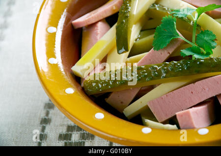 Elsasser Wurstsalat - Swabian sausage salad Stock Photo