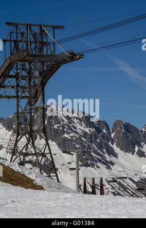 Construction for Ski Cabin with gondola Stock Photo