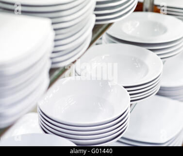 clean white plates Stock Photo