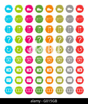 Set of web icons in blue, green, pink, orange, red, gray and gold colors Stock Photo