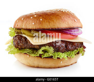 Classic cheeseburger isolated on white background Stock Photo