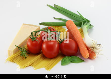 ingredients of italian cuisine on a white background Stock Photo