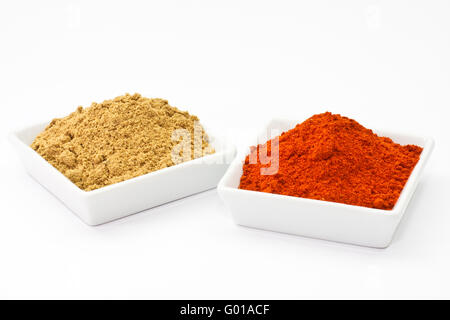 Chilipulver und Korianderpulver, chili powder and coriander powder Stock Photo