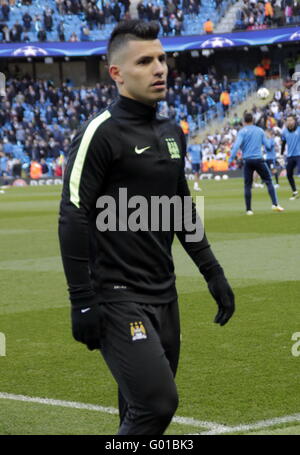 Sergio Agüero of Manchester City in action during the match of