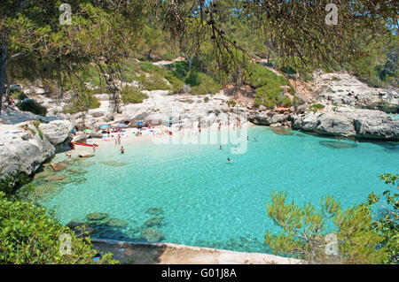 Menorca, Balearic Islands, Spain: view of the beach of Cala Mitjaneta, famous beach in the southwest of the island, natural area of special interest Stock Photo