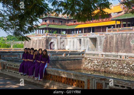 Girls Wearing Ao Dai Dress, Tran Quoc Pagoda, West Lake (Ho Tay), Hanoi,  Vietnam' Photographic Print - Jon Arnold